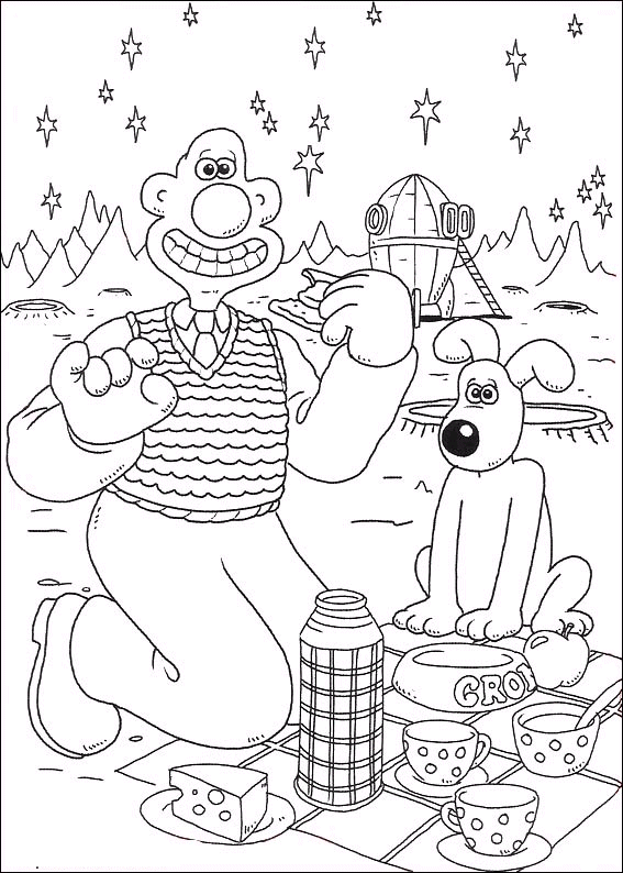 coloriage wallace et gromit pique niquent